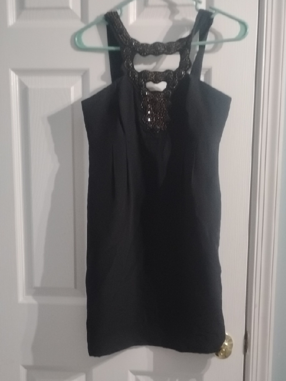 Shoshanna Black With Beaded Neckline Dress In Copper & Black, Size 2